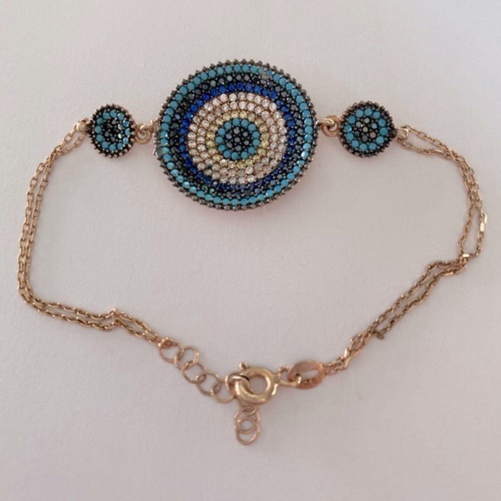 🧿925 Silver evileye bracelet cz stones